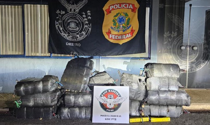 PF, FAB e forças de segurança do Mato Grosso apreendem mais de 400 kg de drogas em Porto Velho