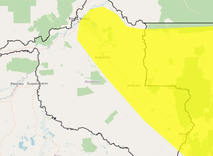Inmet alerta para perigo potencial de chuva em Rondônia