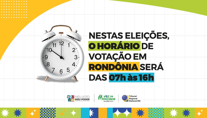 Eleições 2024: horário de votação em Rondônia será das 7 às 16h